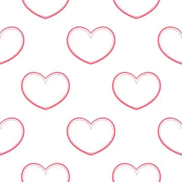 Pink heart seamless pattern in dotted line style 3 Illustrazione stock