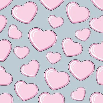 Pink heart seamless romantic pattern on grey art design stock vector Stock Illustration