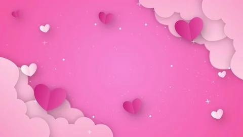Pink heart shape and cloud in pink background Stock Footage 235111976