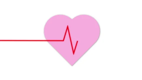 Pink Heart Shape Beating with ECG Line on White Background Vidéo 294696052
