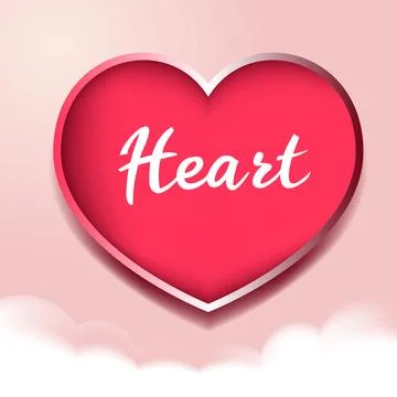 Pink heart shape with clouds, bright and soft for web and print template Illustrazione stock