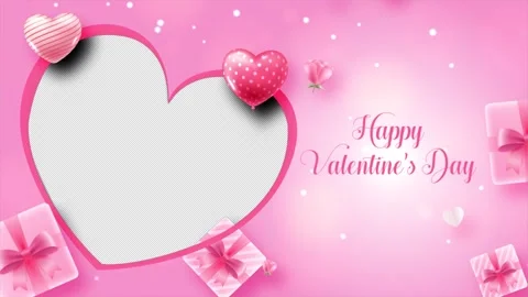Pink Heart Shape Frame Valentines Day Animation on Transparent Background Stock Footage 325801362