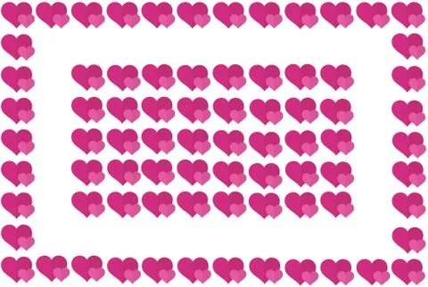 Pink Heart Shape Frame on White Background. Hearts Dot Design. Can be used fo Stock Illustration