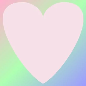 Pink heart shape illustration on gradient green, blue, and peach background Stock Illustration