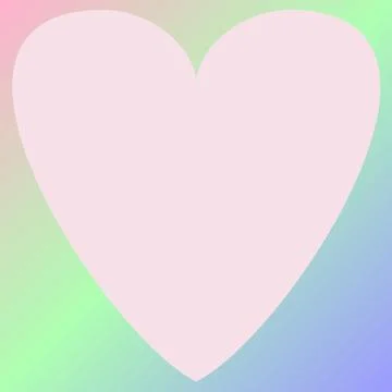 Pink heart shape illustration on gradient green, blue, and peach background Stock Illustration