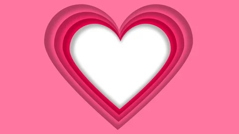 Pink Heart Shape Paper Cutout Background Loop Animation for Valentines Day. Stockbeeldmateriaal 339127130