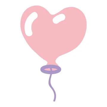 Pink heart shaped balloon. Vector illustration on white background. Stock Illustration
