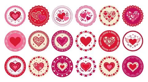Pink heart-shaped buttons in a grid pattern Stockillustratie