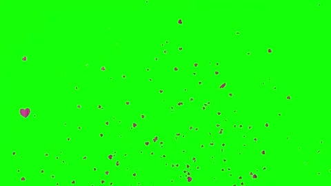 Pink Heart-Shaped Confetti Exploding from the Center on Green Screen Stock Footage 311226939