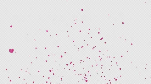 Pink Heart-Shaped Confetti Exploding from the Center on Transparent Background Stock Footage 311226950