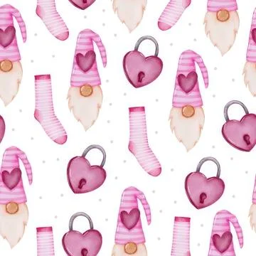 Pink heart-shaped locks and socks with heart patterns Stock Illustration