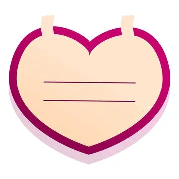 Pink heart shaped paper note sticking with adhesive tape Stock Illustration