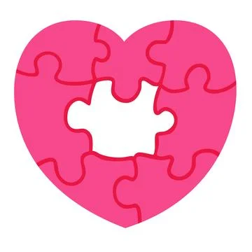 Pink heart shaped puzzle with missing piece symbolizing love and connection Stock Illustration