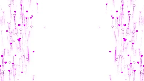 Pink heart side border background with white copy space, falling romantic Stock Footage 334126706