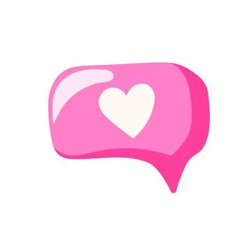 Pink heart speech bubble icon in cartoon style. Perfect for romantic message Stock Illustration