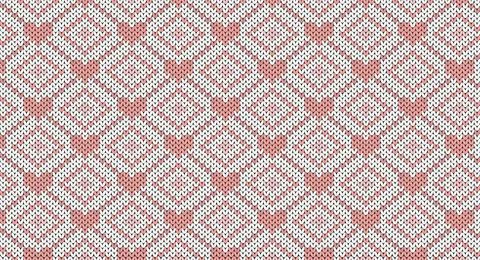 Pink heart in a square frame knitted pattern, Festive Sweater Design. Seamles Illustrazione stock