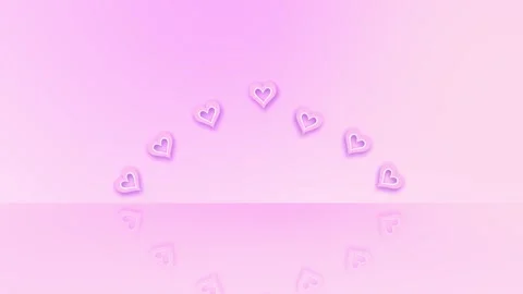 Pink heart stage background soft pastel gradient, glowing neon heart icons, curv Stock Footage 340469310