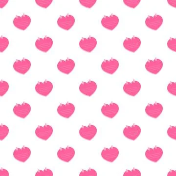 Pink heart sticky notes seamless pattern background Illustrazione stock