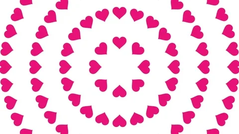 Pink Heart symbol circle pattern paper flip loop animation 4K on white backgr Stock Footage 83259942
