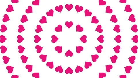 Pink Heart symbol circle pattern paper flip loop animation 4K on white backgr Stock Footage 83260006