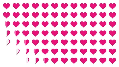 Pink Heart symbol pattern paper flip loop animation 4K on white background Video stock 83259174