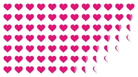 Pink Heart symbol pattern paper flip loop animation 4K on white background Stock Footage 83259366