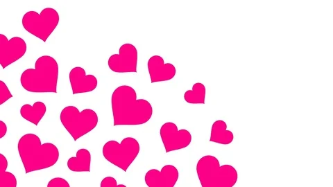 Pink Heart Valentine's Day  pattern pop up from bottom left corner animation Stock Footage 83315812