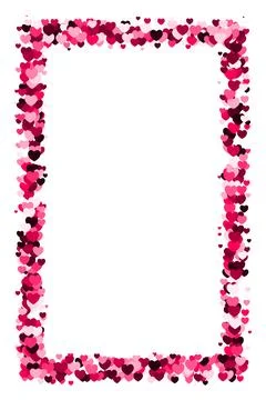 Pink heart vertical rectangle frame. Background for Valentine's Day or Weddings Stock Illustration