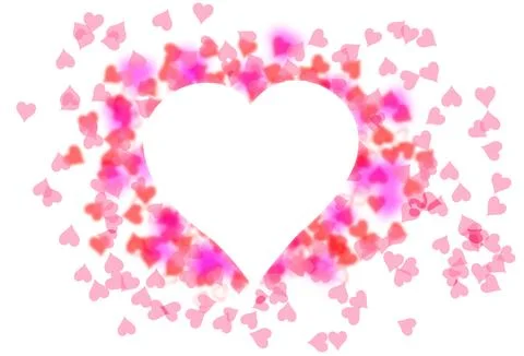 Pink hearted background with white heart frame inside. Stock Illustration