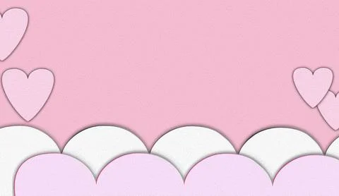 Pink hearts and clouds background Stockillustratie