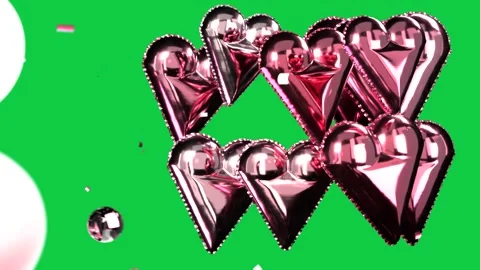 Pink hearts appearing, clustering, splitting into two columns, showing Vídeos de archivo 346156749
