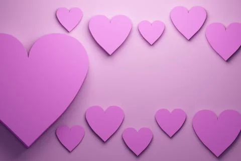 Pink Hearts Background. 3D Render illustrations Illustrazione stock
