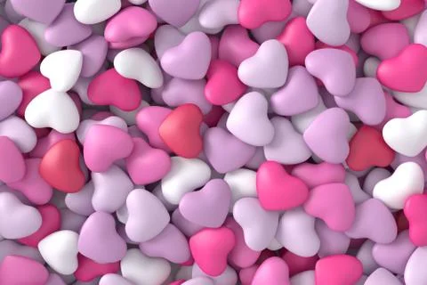 Pink hearts background. 3d rendering. Stock Illustration