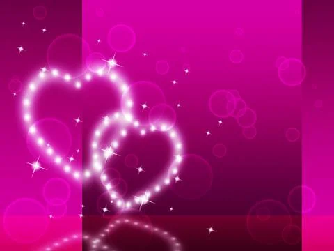 Pink Hearts Background Means Affection Desire And Glittering Stock Illustration