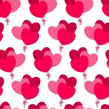 Pink hearts-balloons seamless pattern Stock Illustration