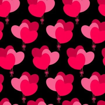 Pink hearts-balloons seamless pattern Stock Illustration