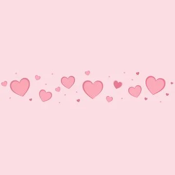Pink Hearts Border Background Romantic Valentine Love Banner Vector Illustration Stock Illustration