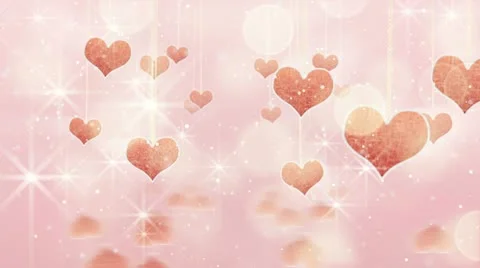 Pink hearts dangling on strings and glares loop Stock Footage 11129041