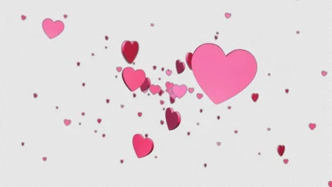 Pink Hearts floating Alpha Channel Overlay Stock Footage 344699577