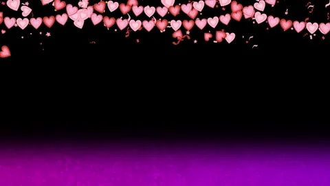 Pink hearts floating on black background with purple gradient Video stock 337761015