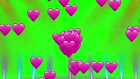Pink hearts floating on a green screen background Stock Footage 337463436