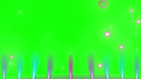 Pink hearts floating on green screen Video stock 340749060