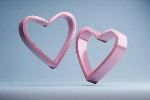 Pink hearts, floating, studio, background, love Stock Illustration