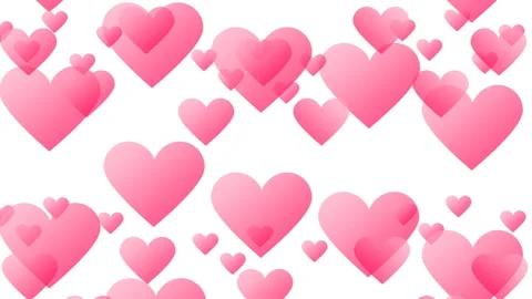 Pink Hearts Floating on White Background Romantic Valentines Day Celebration. Stock Footage 339127856