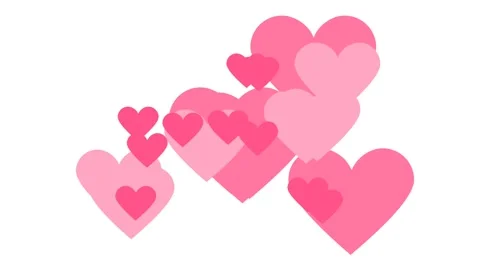 Pink Hearts Floating on White Background, Romantic Love Symbol Animation. Stock Footage 339127995
