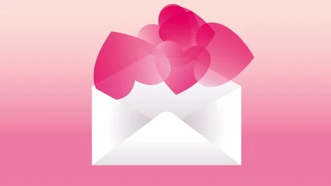 Pink hearts flying from an envelope Stock Footage 146971719