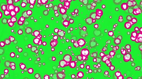 Pink hearts motion graphics with green screen background Видео 342374004
