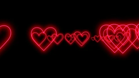 Pink hearts moving towards camera against black background Video stock 102494373
