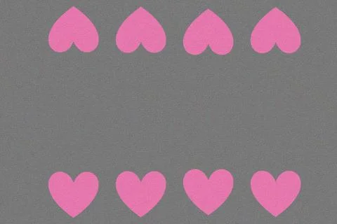 Pink Hearts Pattern on Gray Background Stock Illustration