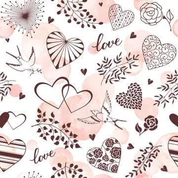 Pink hearts pattern Illustrazione stock
